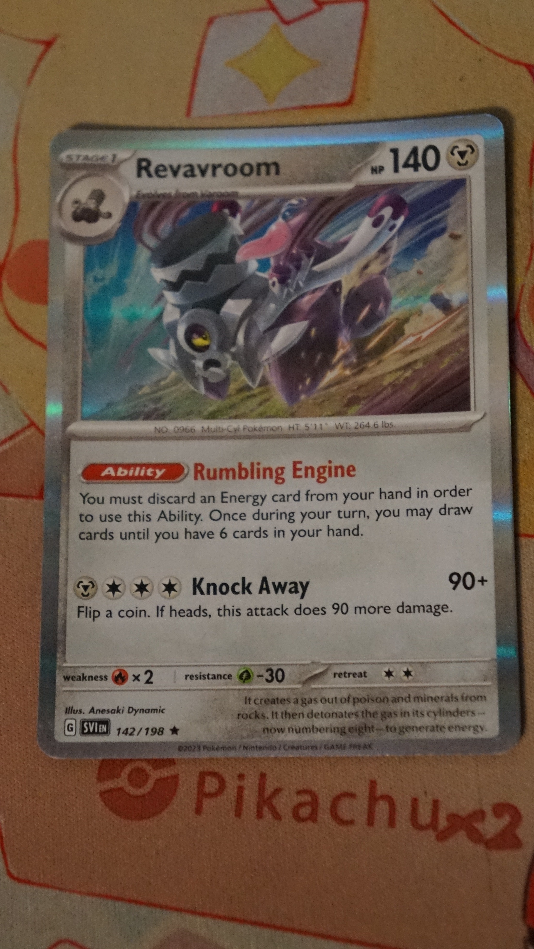 Pokemon Revavroom 142/198 Scarlet & Violet Base Holo LP - photo 3