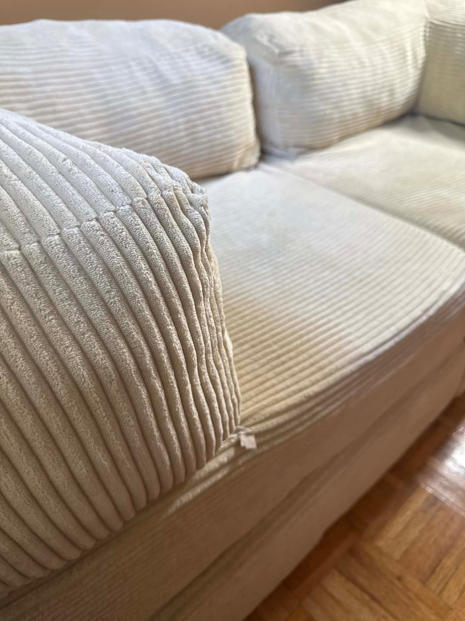2-Seater Corduroy Loveseat with Upholstered Cushion- Light Beige - photo 4