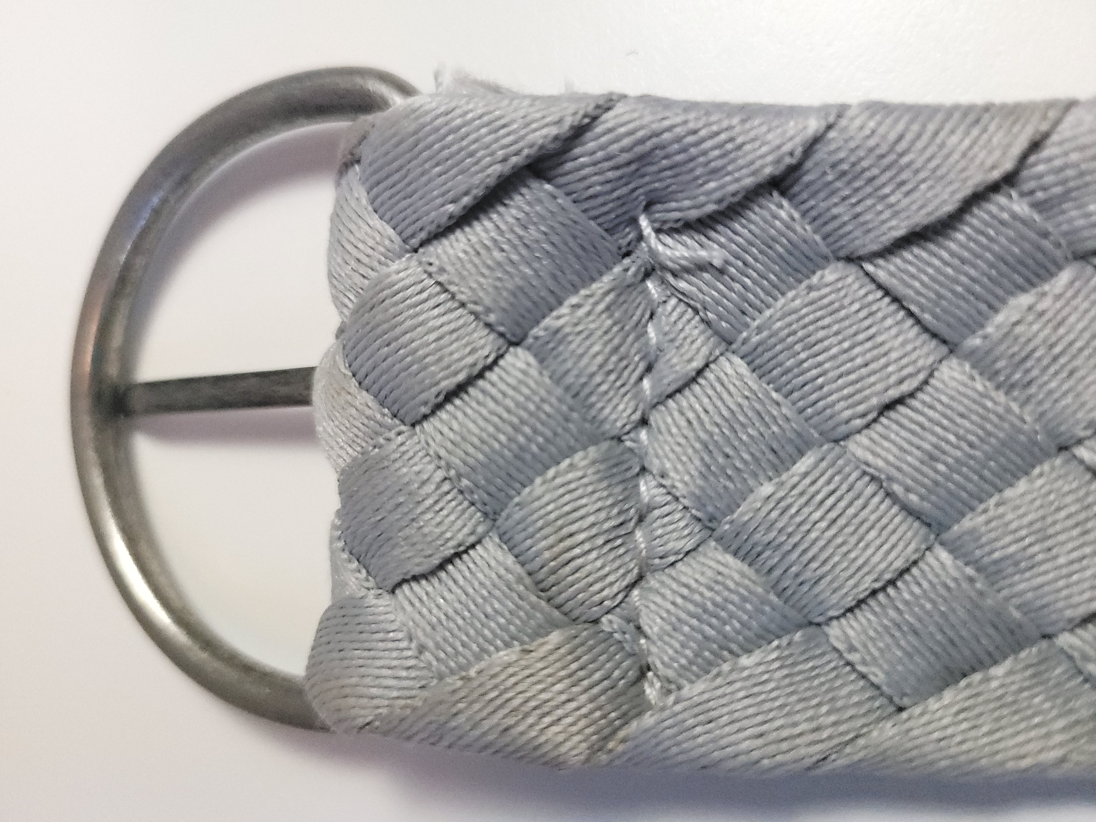 80s Pastel Blue Gray Braided Satin Woven Belt D-Ring Buckle Boho - photo 5