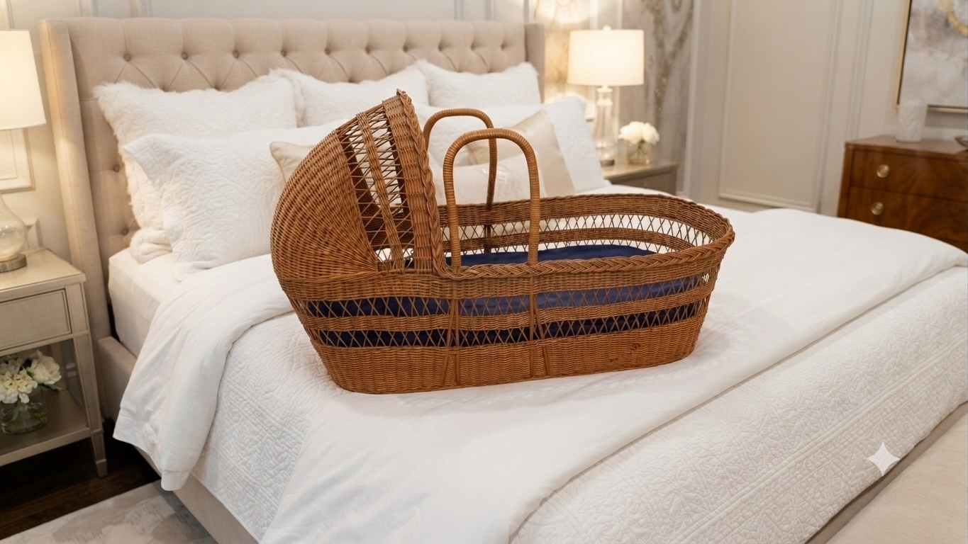 Charming Vintage Wicker Moses Basket / Nursery Statement Piece 🧺