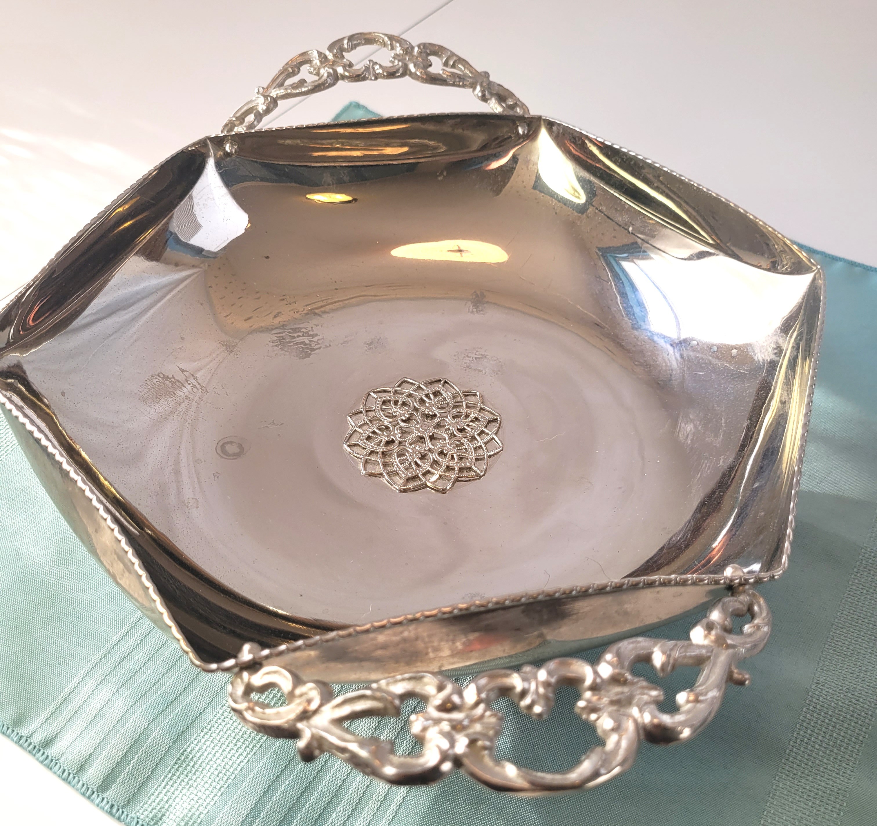Carniti Silver Plated Pedestal Bowl, Circa 1970s Italian Hexagon - photo 4
