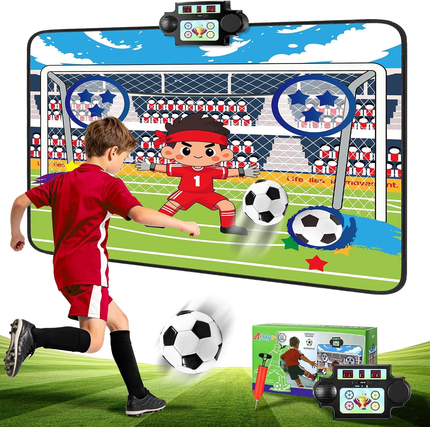Indoor & Outdoor Soccer Game Playmat for Kids Age 3+