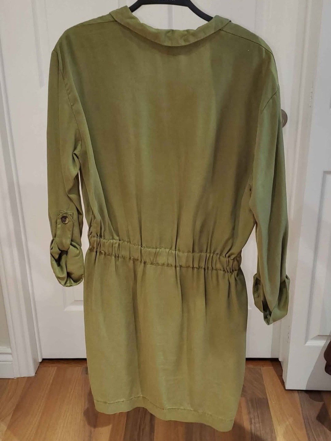 ZARA Olive Green Belted Button Shirt Dress - photo 2