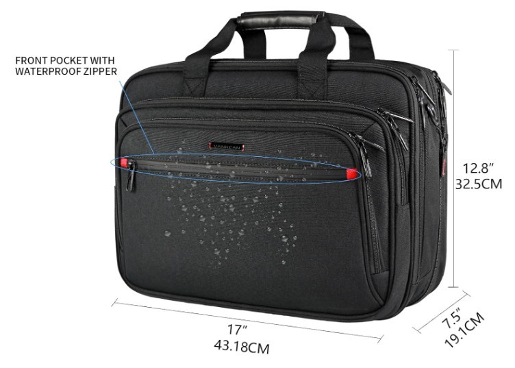 VANKEAN 17.3" Expandable Waterproof Laptop Briefcase / Bag - photo 3