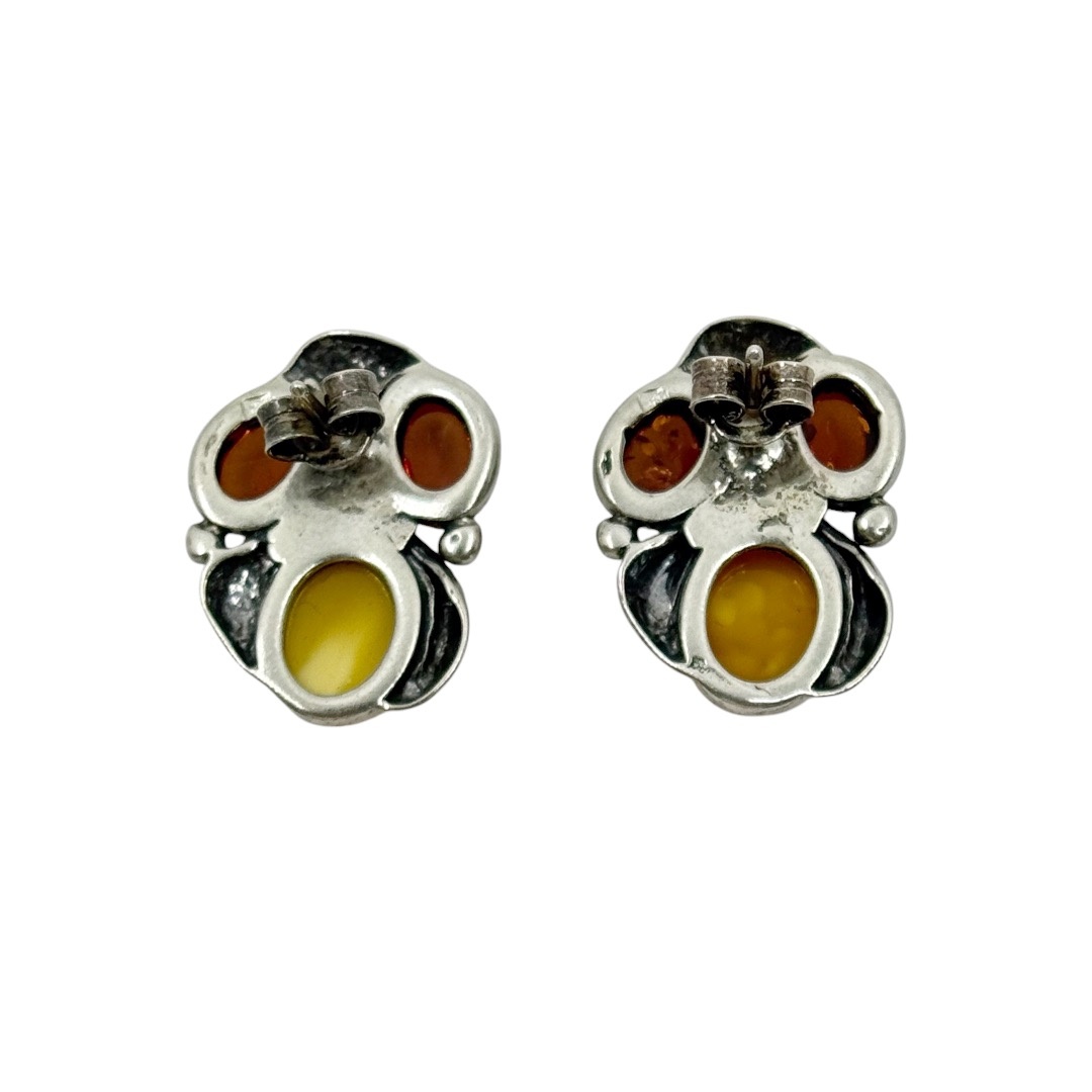 Vintage sterling silver baltic amber earrings - GM1237 - photo 3