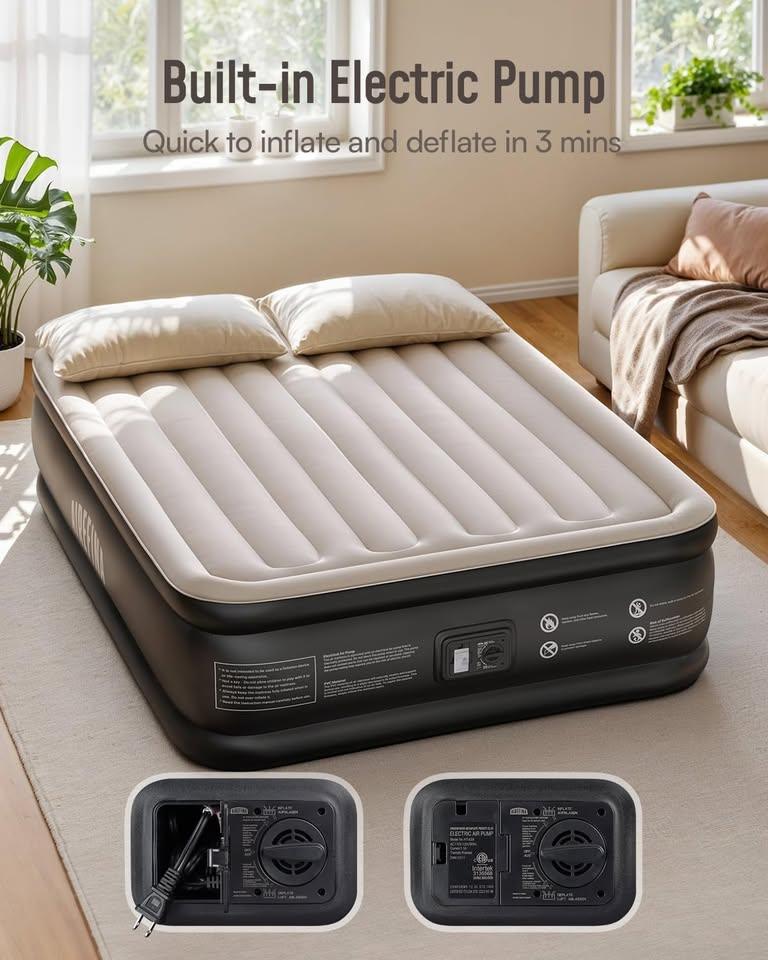 Air Mattress Queen with Built-in Pump, 16" BNIB