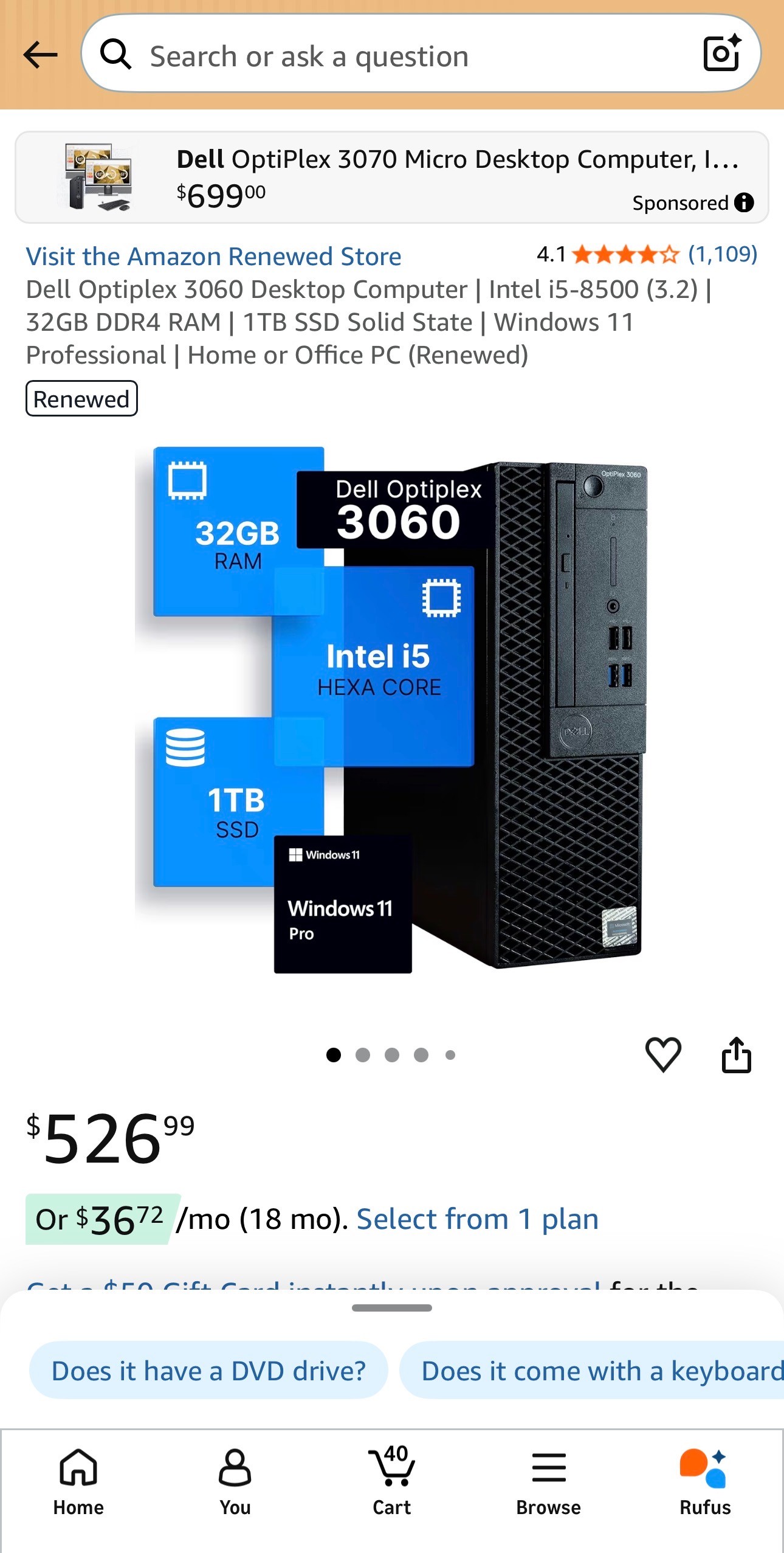 Dell Optiplex 3060 32GB RAM 1TB SSD i5-8500 Win 11 Pro WiFi+BT - photo 2