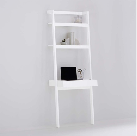 Crate & Barrel White Leaning Bookshelf and Desk - photo 3