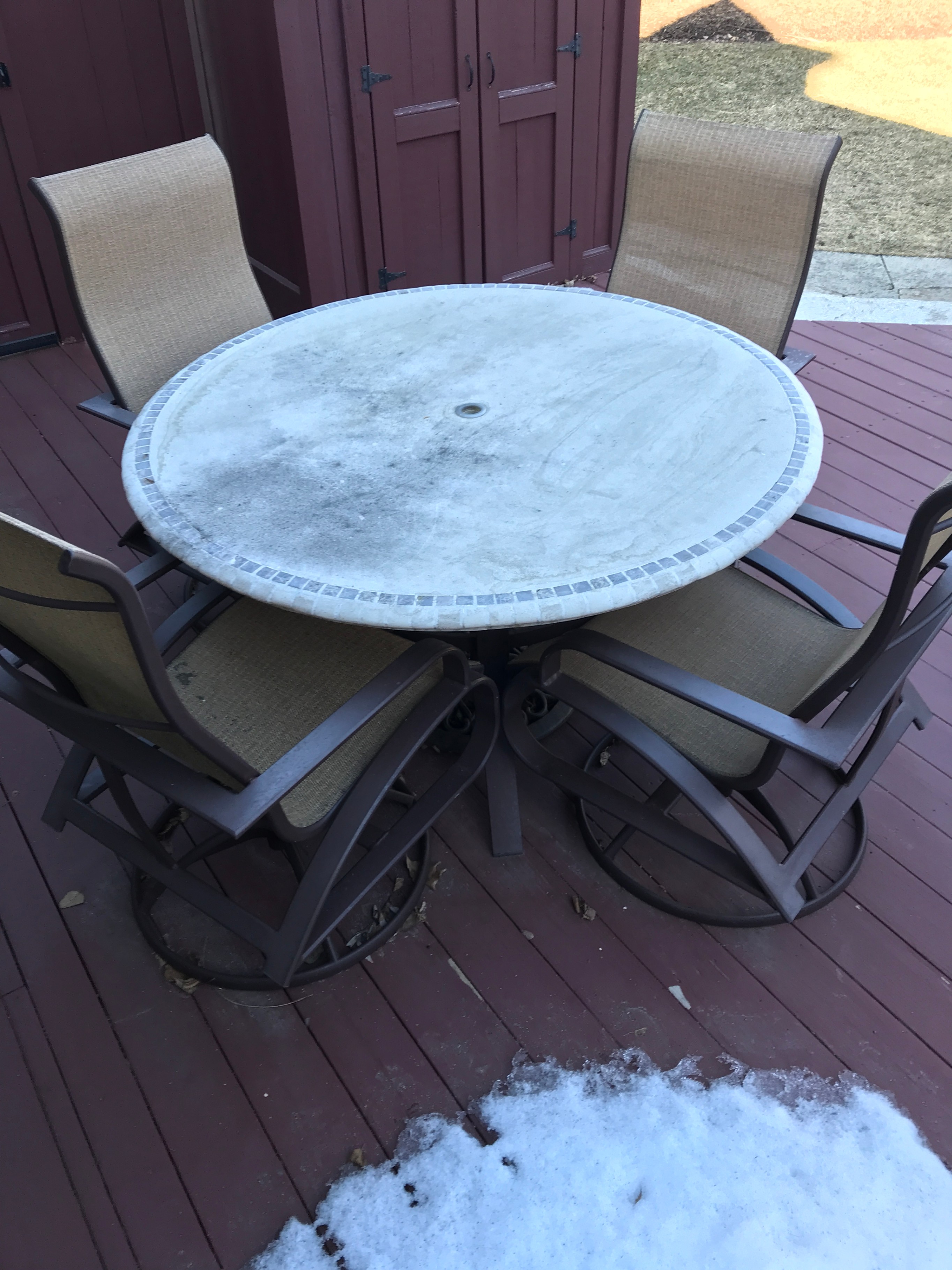 Patio Dining Set with 4 Swivel Chairs and Round Table - photo 2