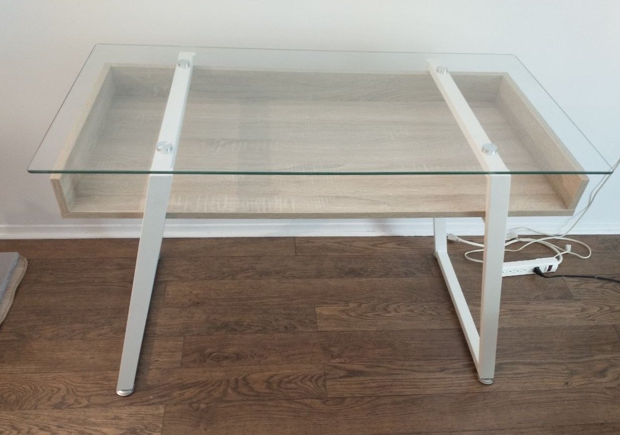 Glass-top Desk with Metal Legs - photo 2
