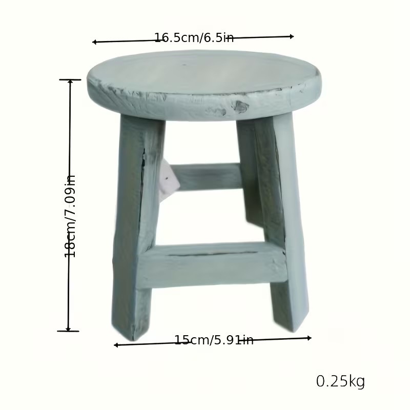 Small White Washed Wood Stool/Plant Holder - photo 4