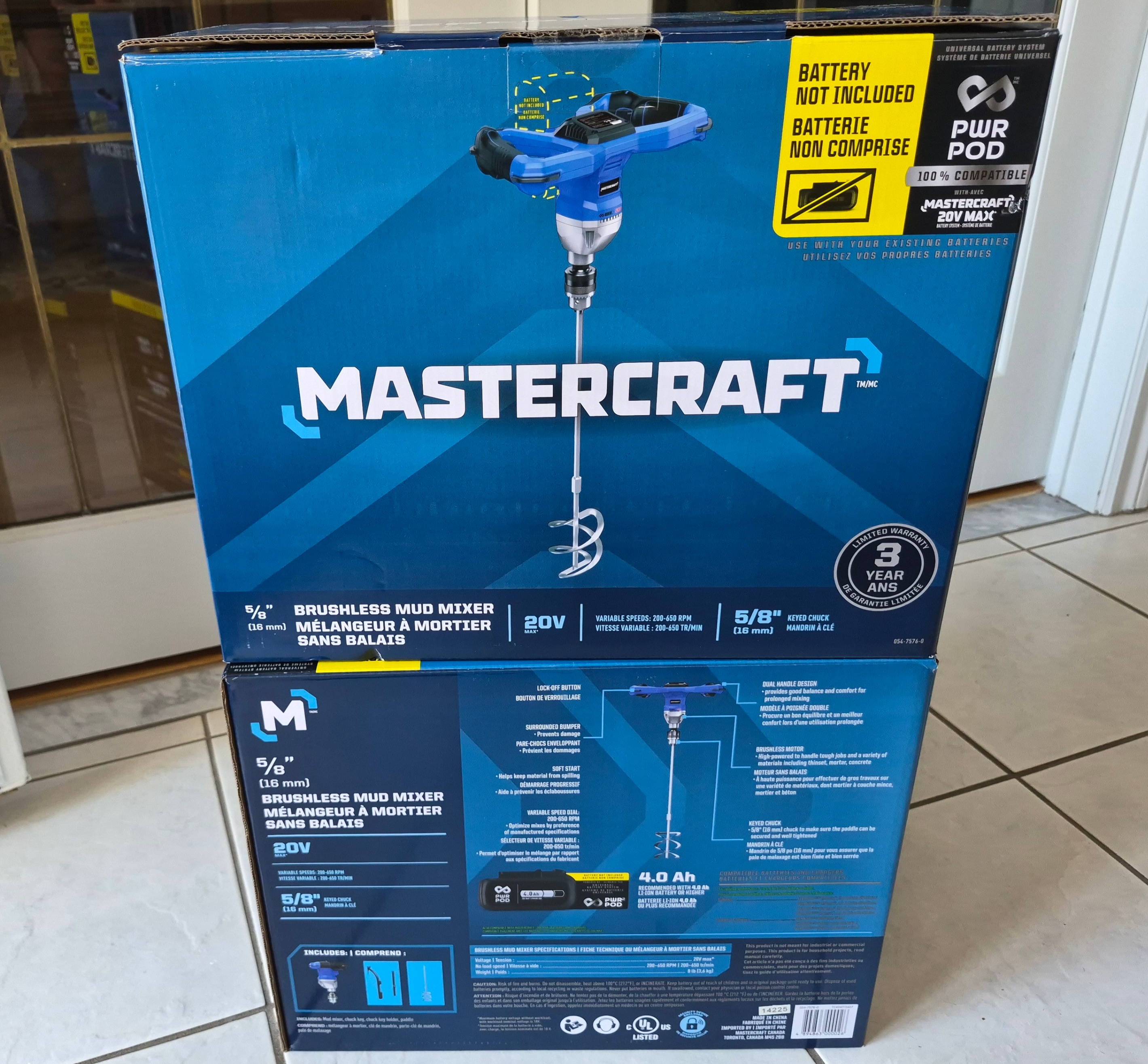 NEW Mastercraft Mud Mixer 20V Cordless Brushless