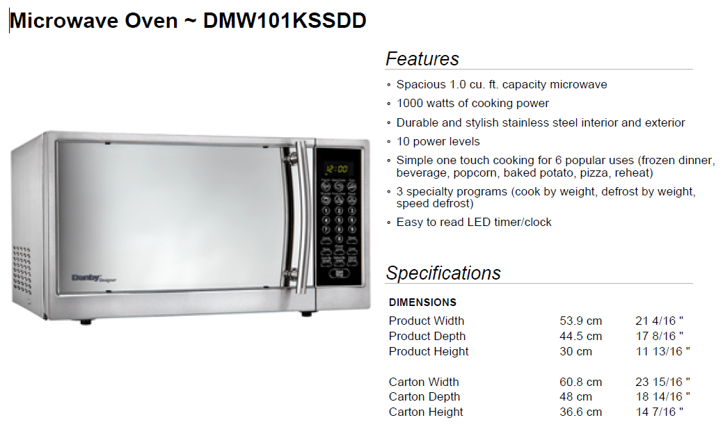 Microwave Oven Danby $50 - photo 5
