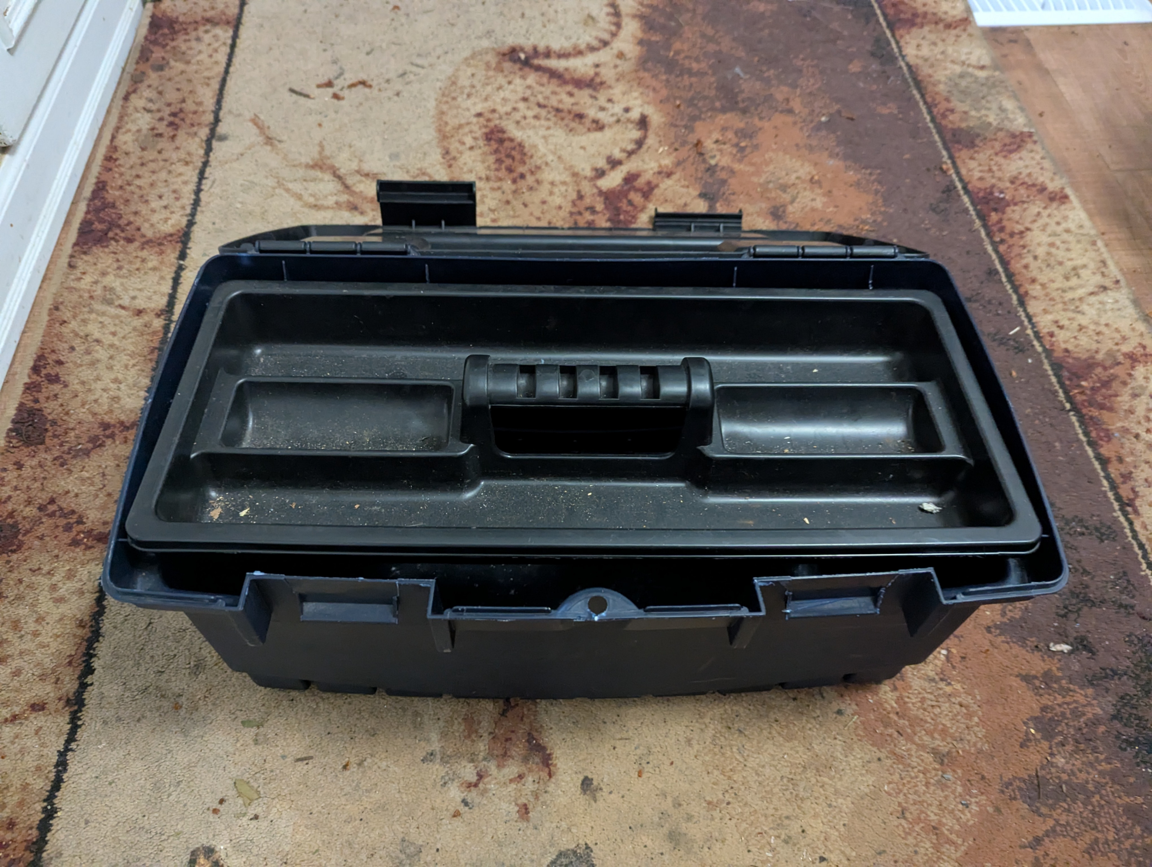 Black Plastic Tool Box w/ Yellow Handle - photo 3