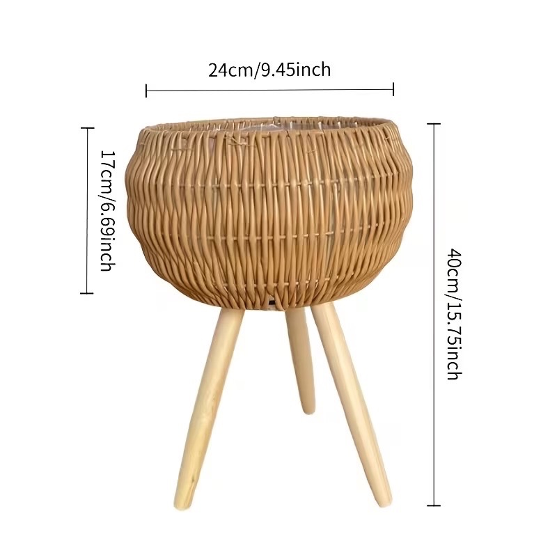 Wood/Rattan Raised Planter