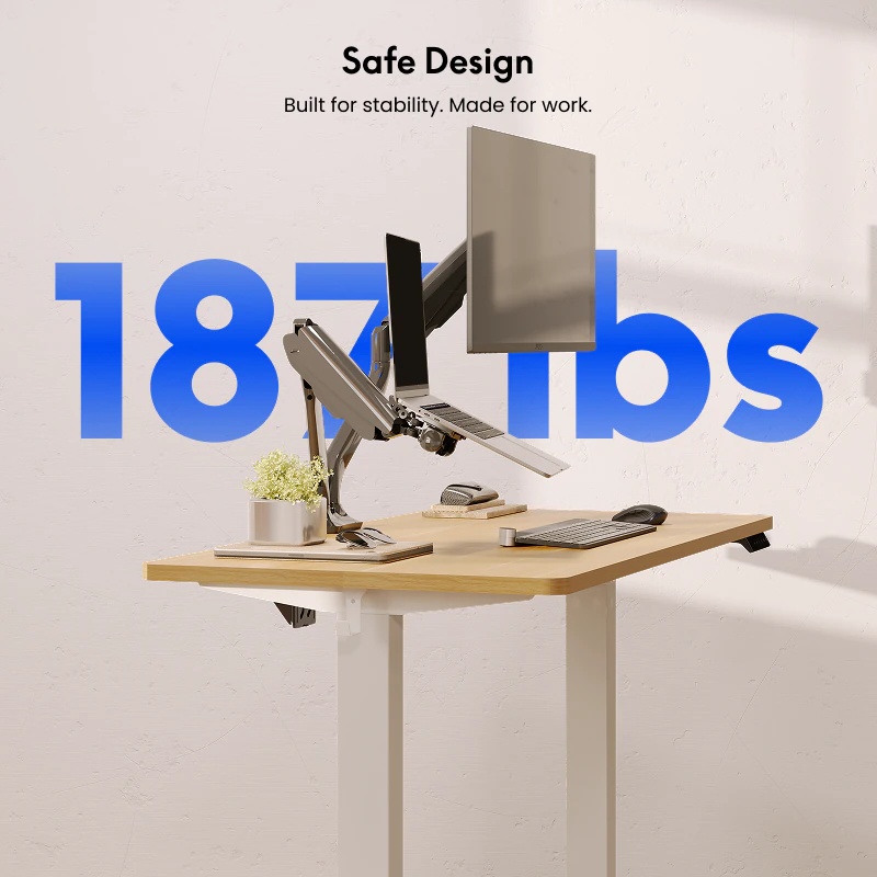 Electric Standing Desk 48x30 Maple Top, White Frame - photo 3