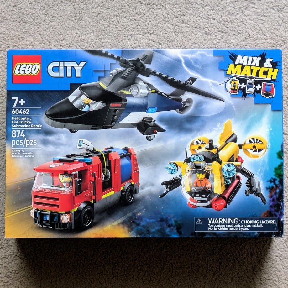 LEGO City 60462 Helicopter, Fire Truck & Submarine Remix