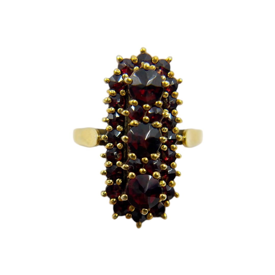 Vintage Gold over 900 silver bohemian rose cut garnet ring
