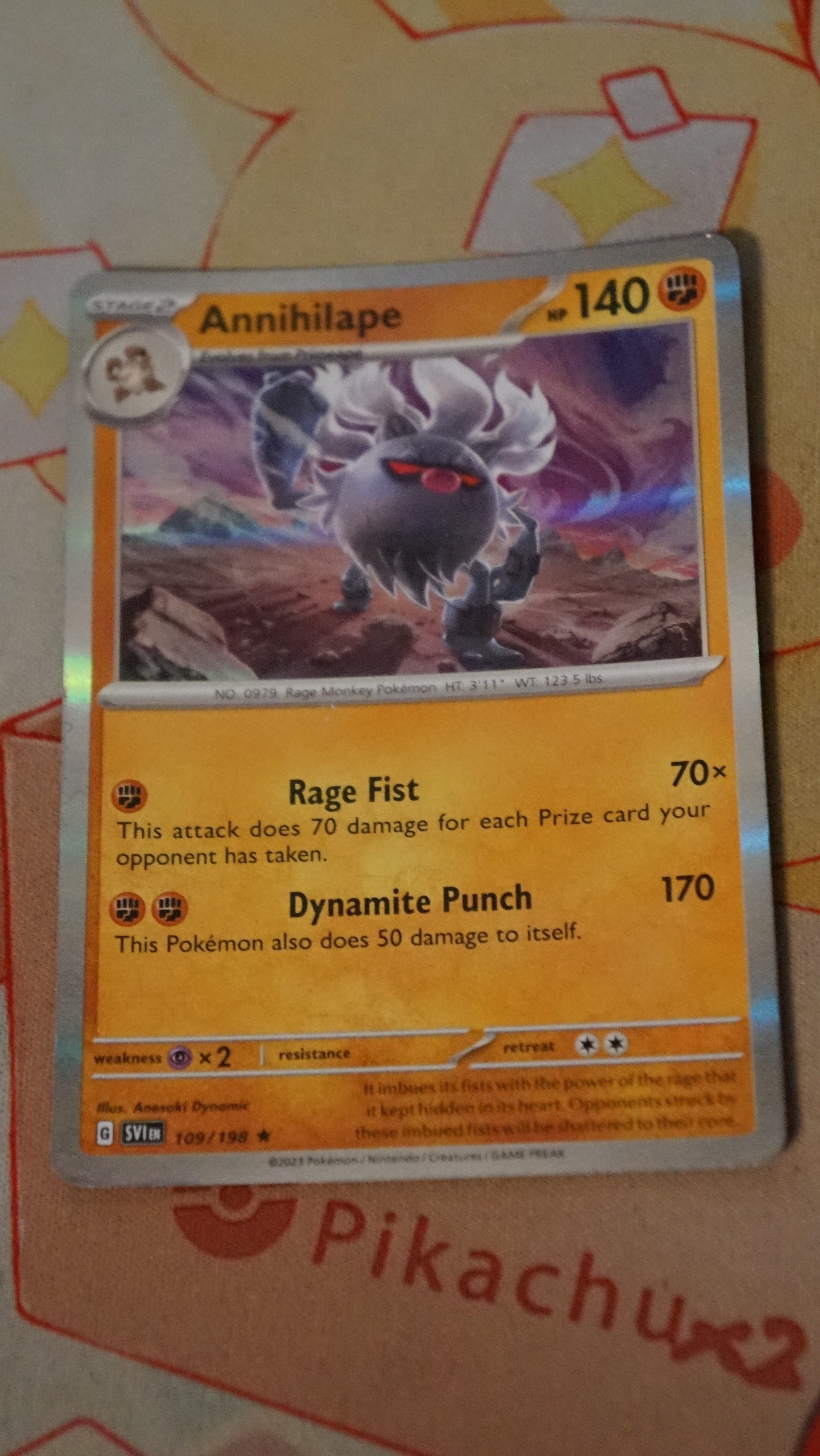 Pokemon Annihilape 109/198 Scarlet & Violet Base Holo LP - photo 3