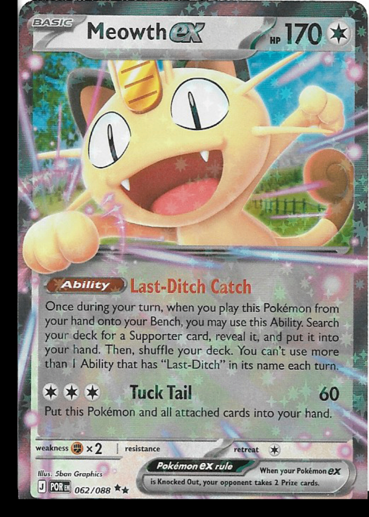 Pokemon Meowth ex 062/088 Perfect Order Double Rare LP