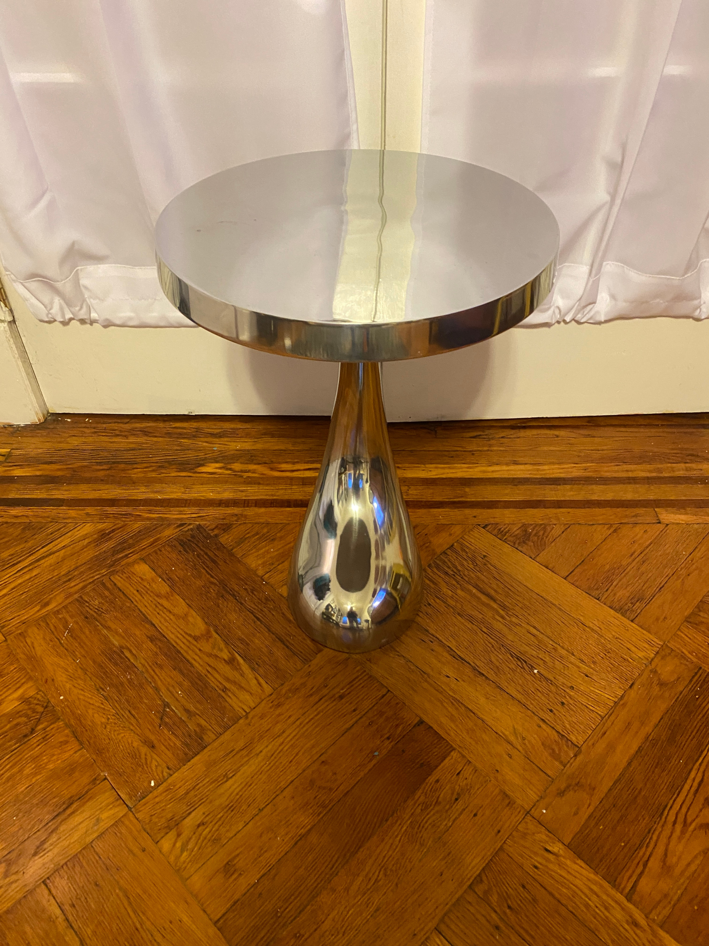 HomeRoots Buffed Aluminum Curve Side End Table - photo 2