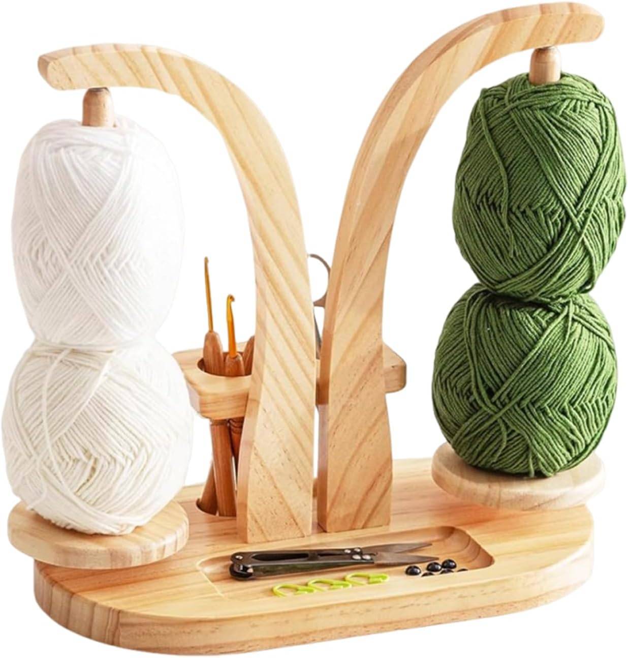 Wooden Yarn Holder & Winder with Phone Stand