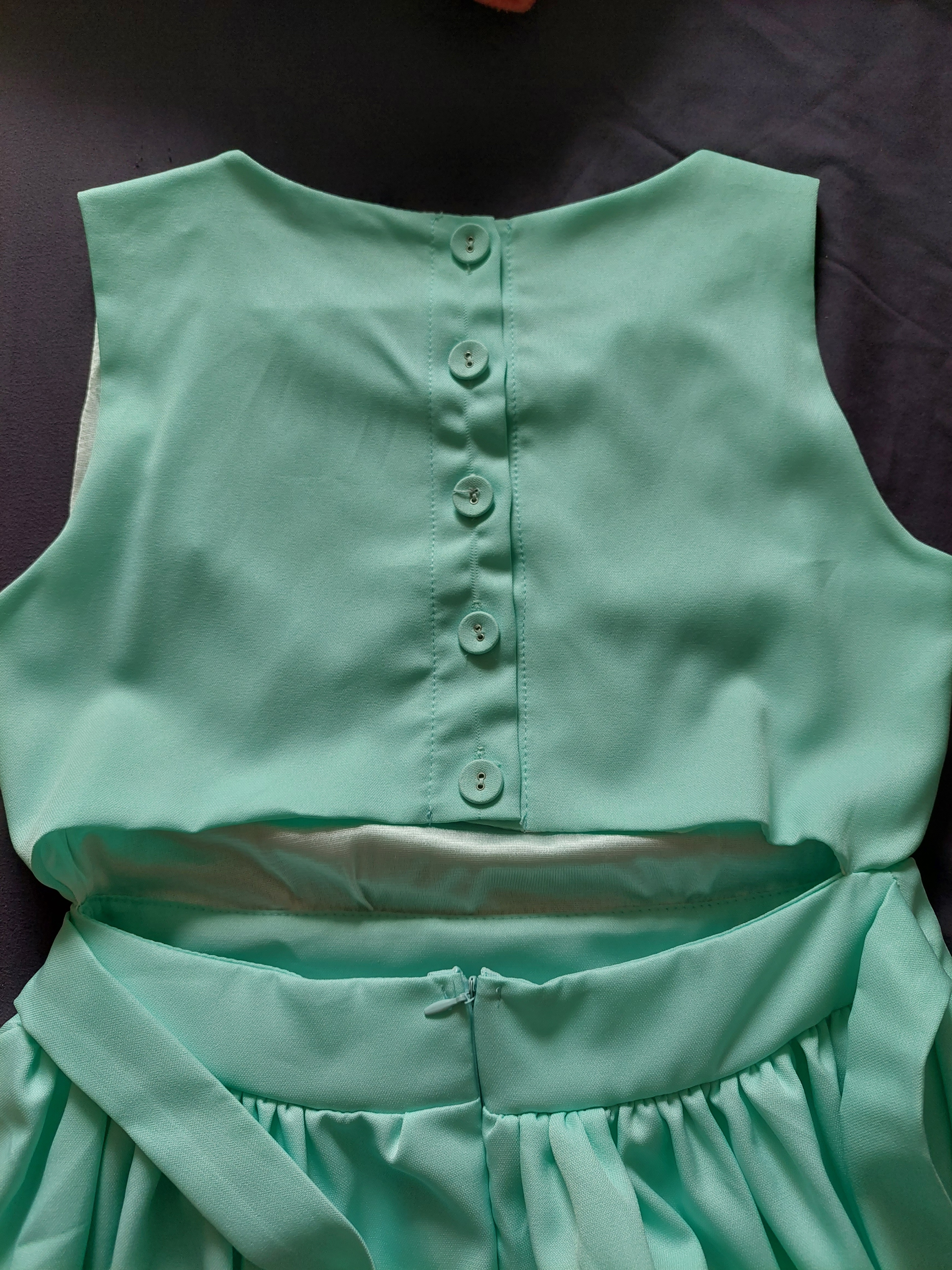 Cute Summer Mint Green Sleeveless Cutout Dress with Buttons - photo 4