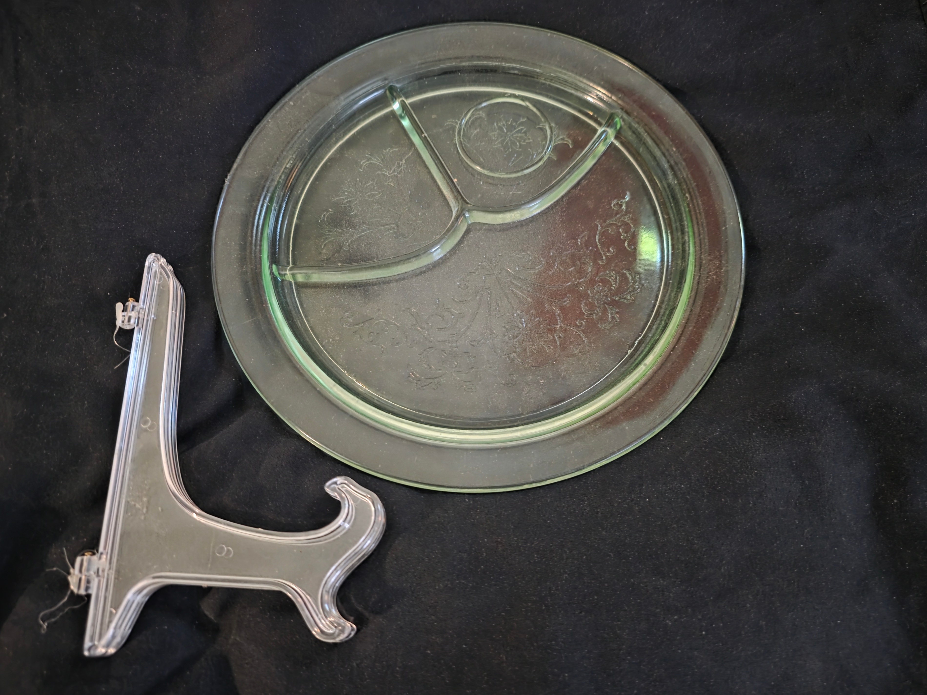 Vintage Green Depression Glass Plate