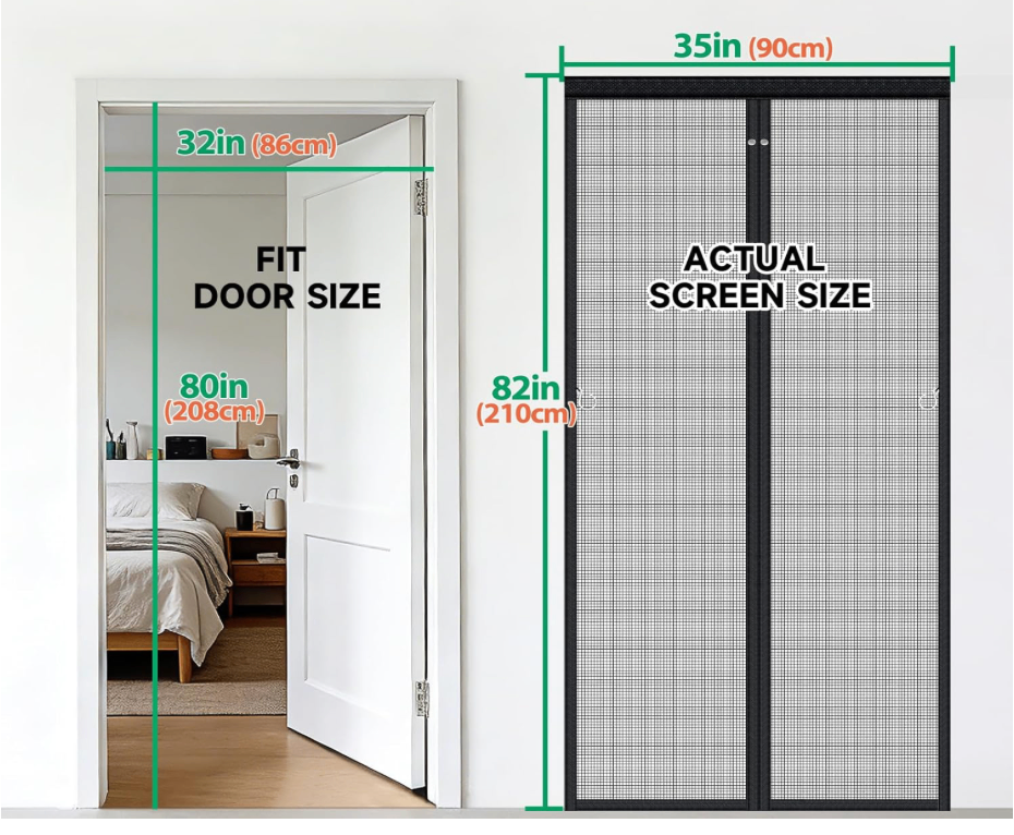 New Screen Door Mesh - Magnetic Self Sealing Hands Free & Black - photo 3