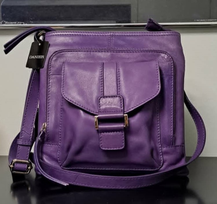 New Danier Purple Genuine Leather Crossbody Y2K Bag
