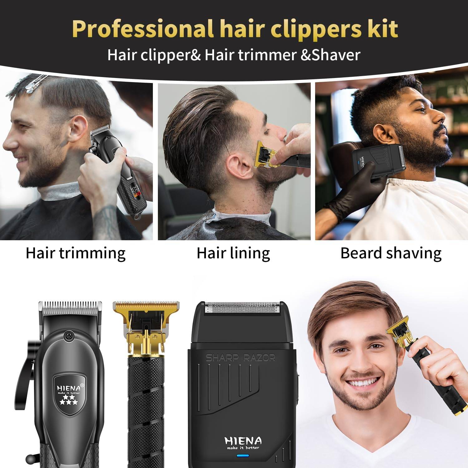NEW~ HIENA PRO Hair Clipper Beard Trimmer w/ Foil Shaver - photo 3