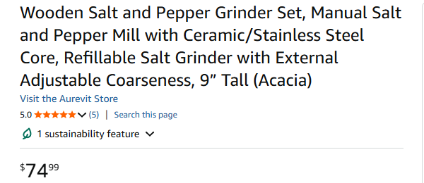 AUREVIT Wooden Salt & Pepper Grinder Set - photo 4