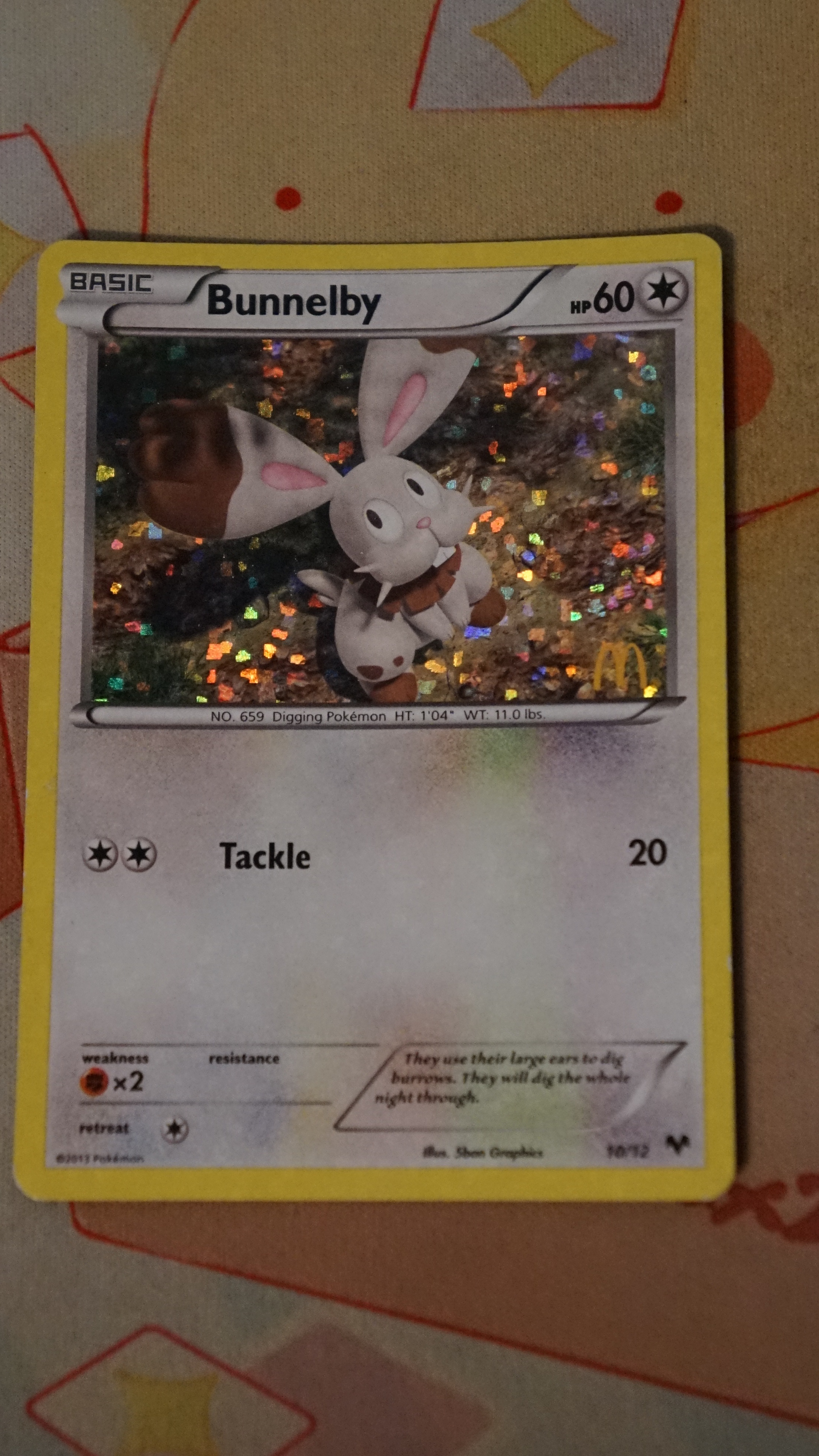 Pokemon Bunnelby 10/12 McDonald's Collection 2013 Holo LP - photo 3