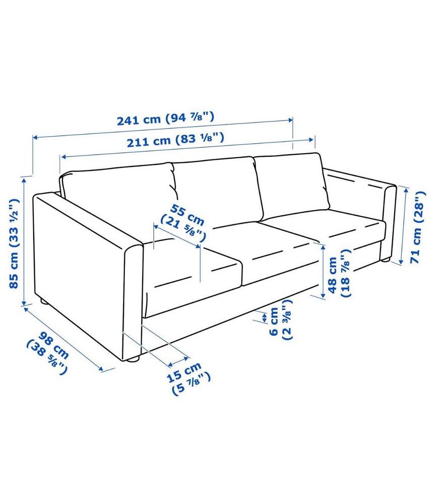 Dark Blue 3-Seater Sofa IKEA Finnala - photo 4