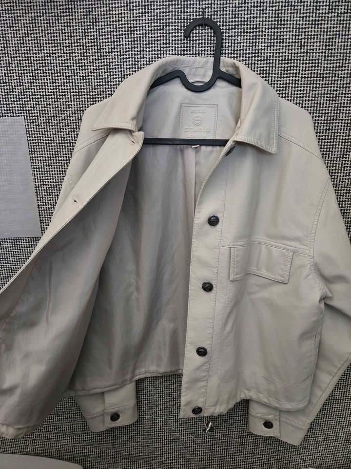 MAX STUDIO FAUX LEATHER JACKET WOMENS MEDIUM IN BONE WHITE - photo 2
