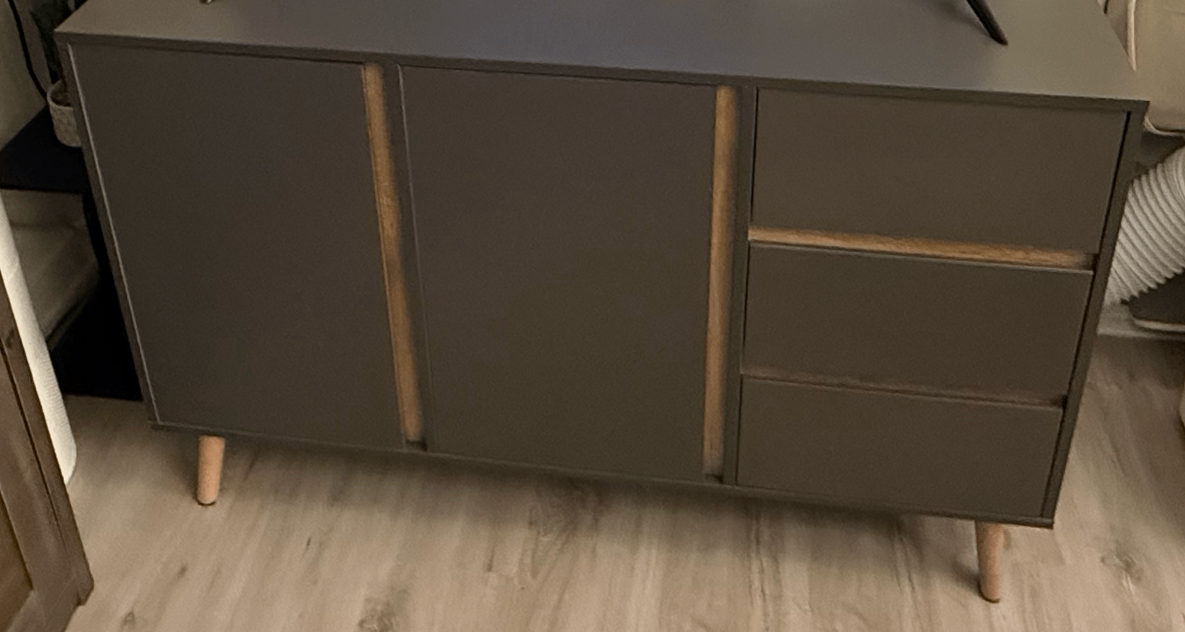 HOMCOM Sideboard Buffet Cabinet - Dark Grey, 3 Drawers 2 Doors - photo 2