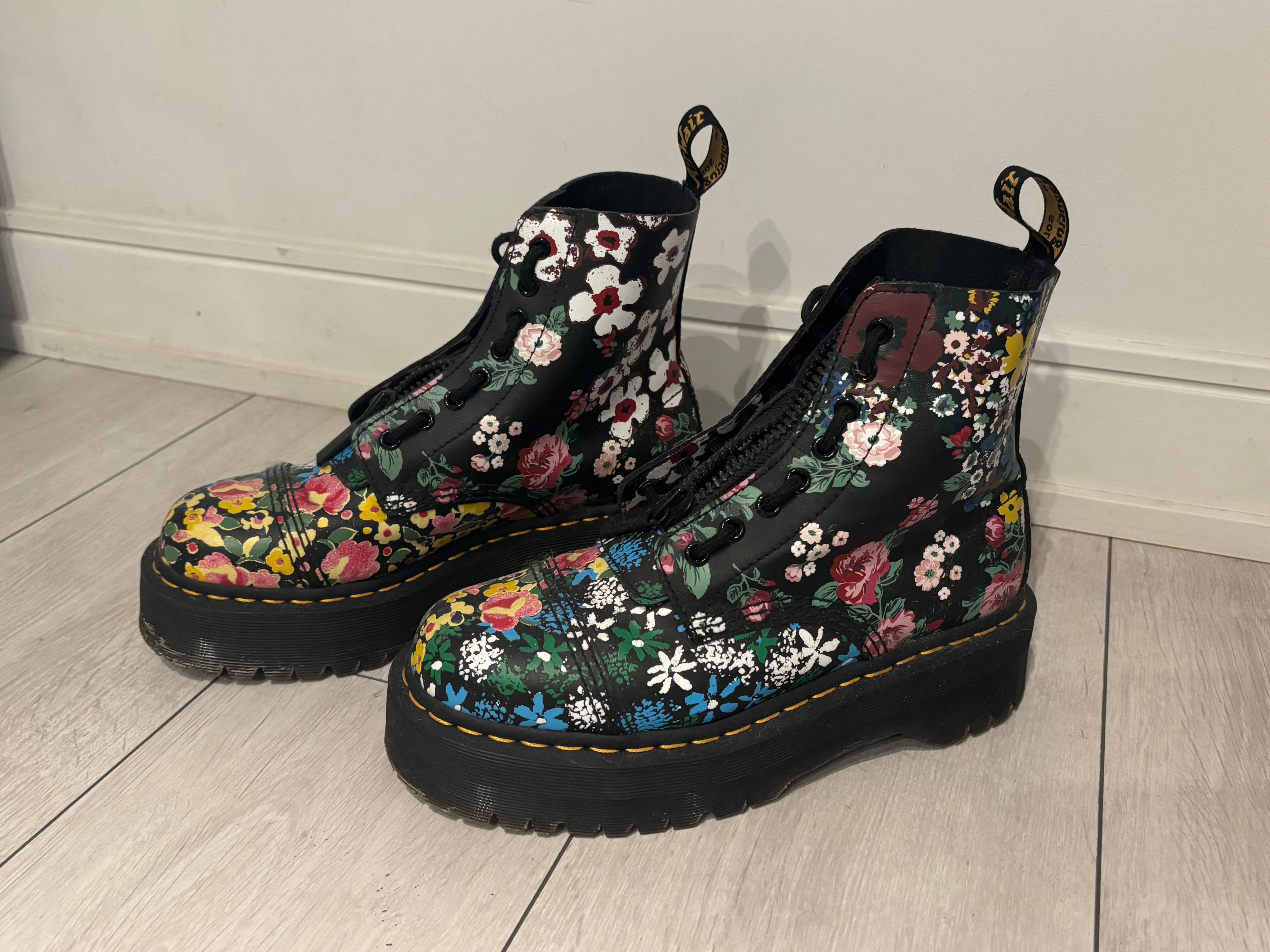 Dr. Martens Sinclair Floral Mash Up Leather Platform Boots - photo 3