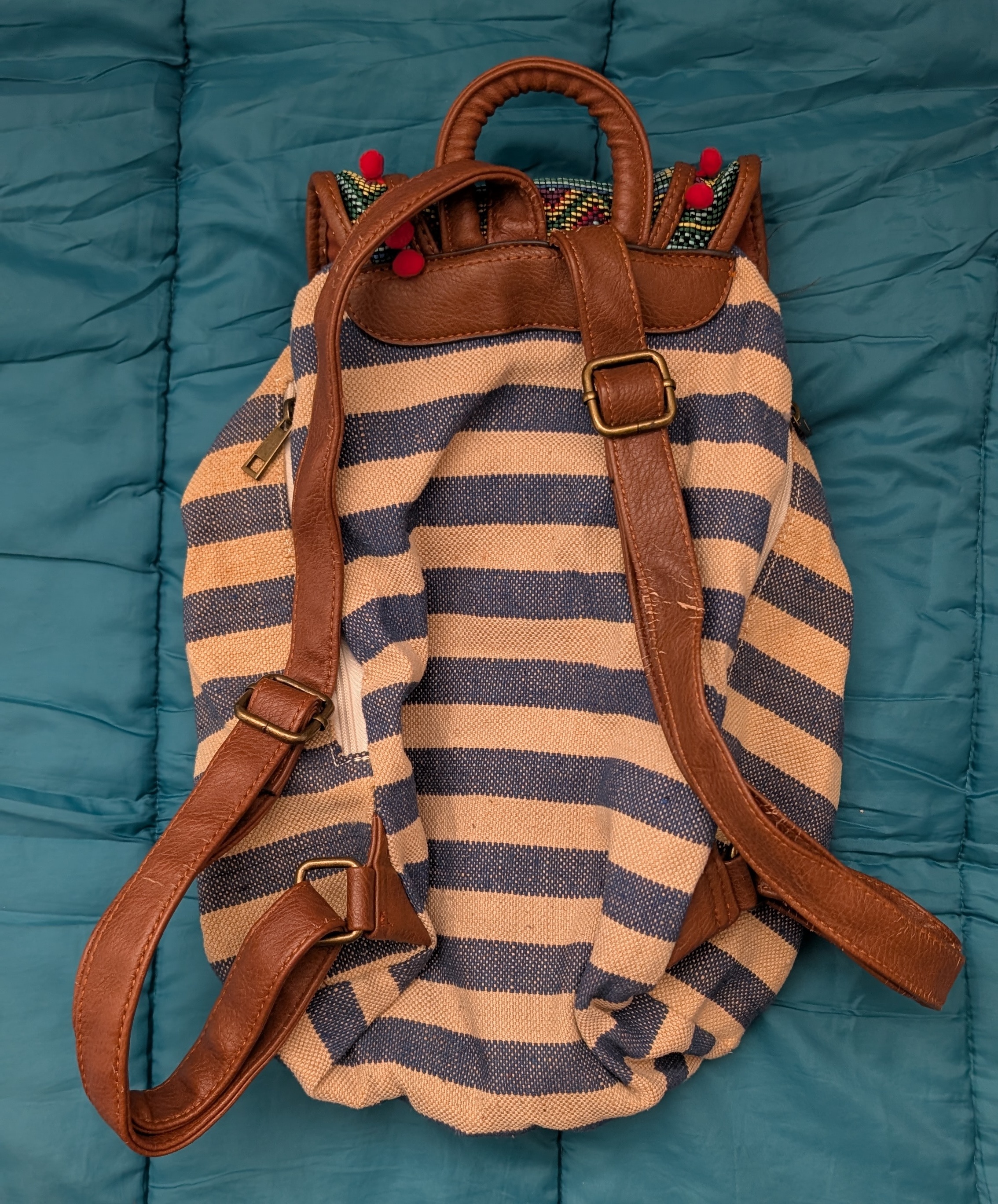 Boho Tapestry & Pom-Pom Canvas Backpack 🎒 - photo 4