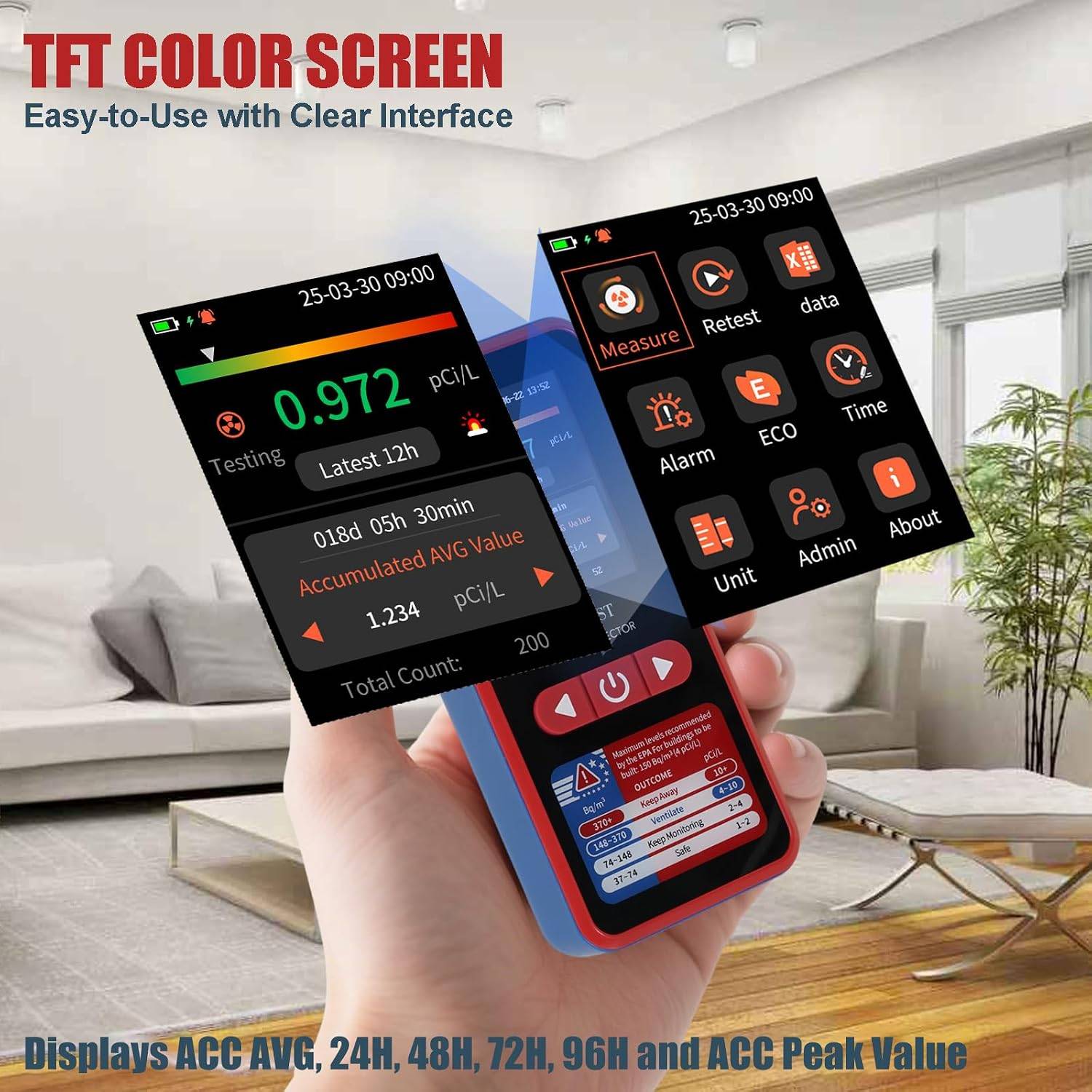 RM-60 Radon Detector with TFT Color Display - photo 4