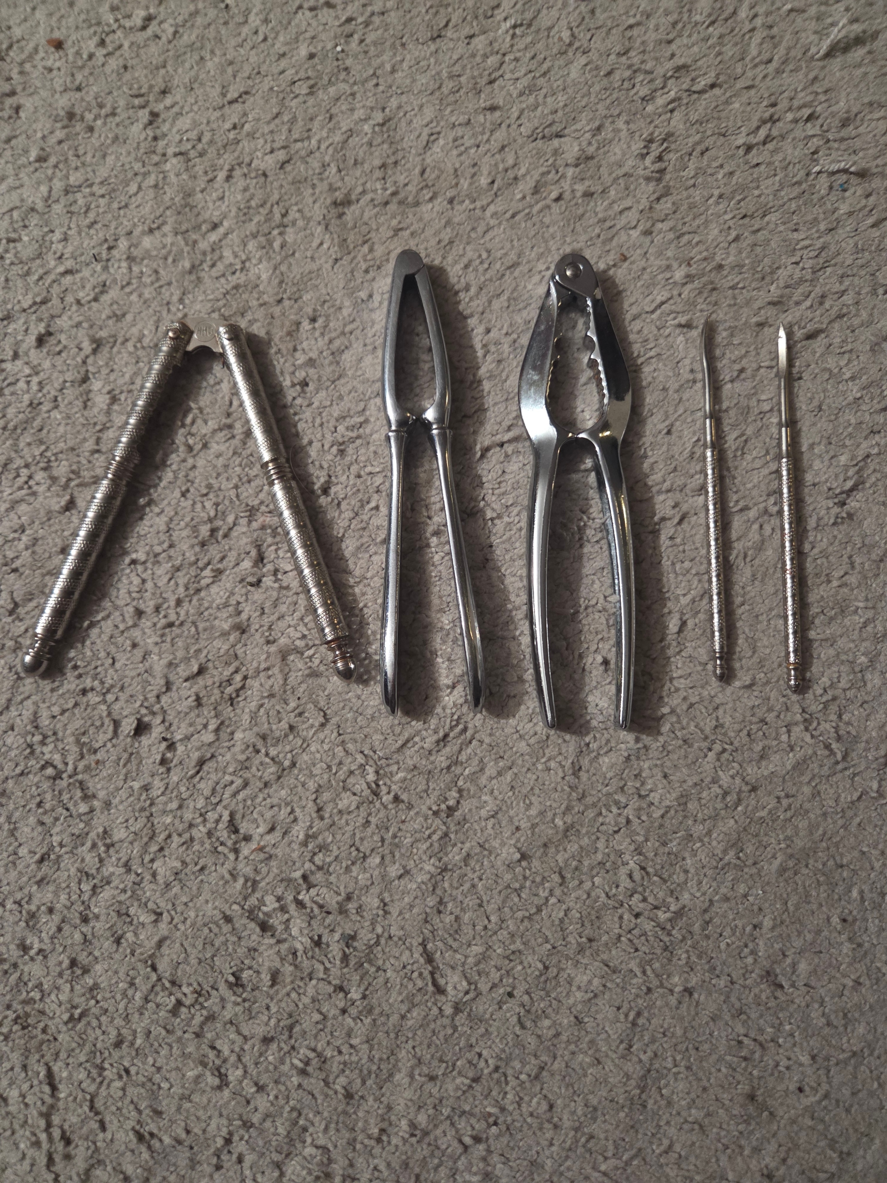3 Vintage Nutcrackers / Seafood Crackers & 2 Picks
