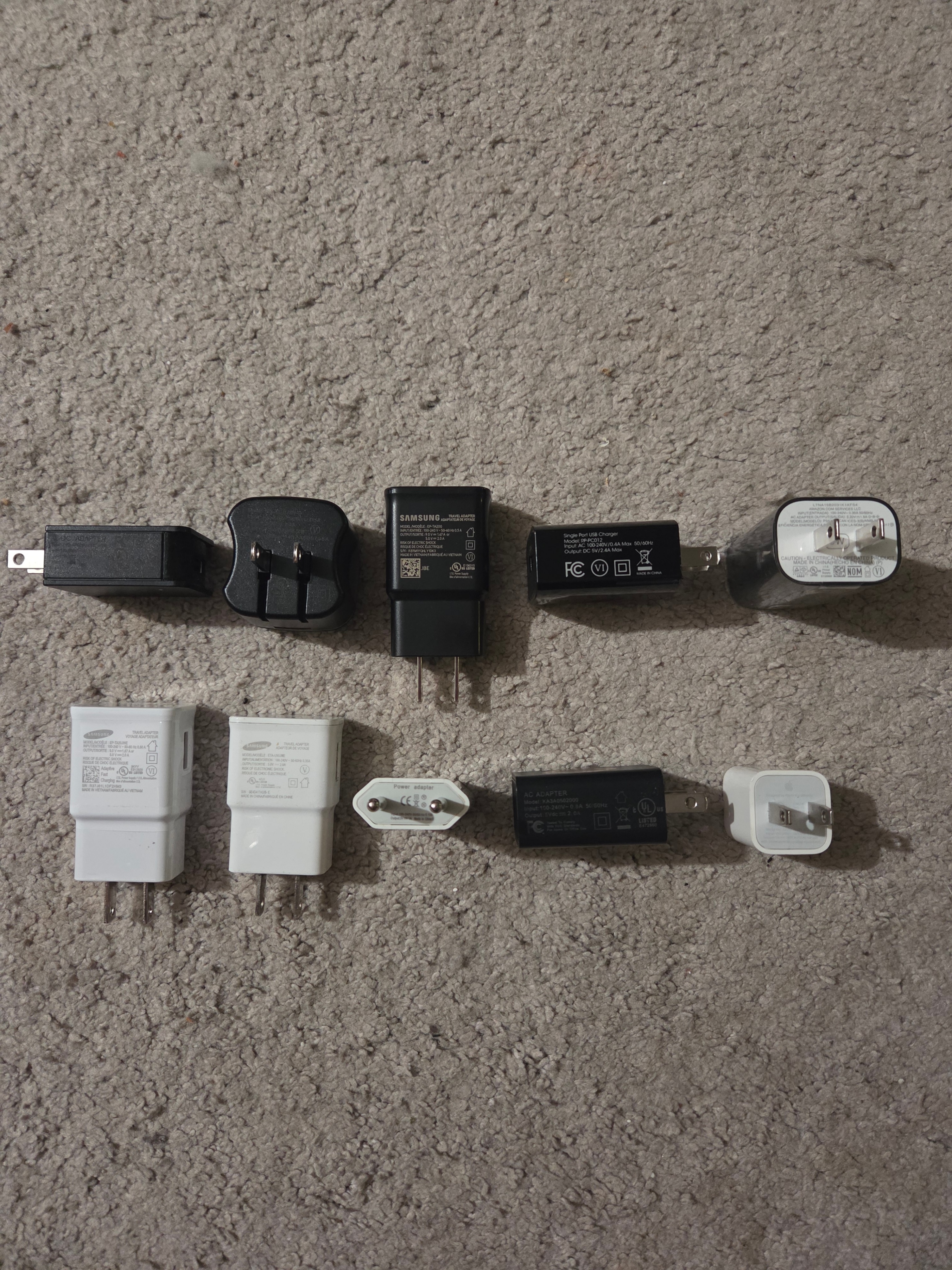 Assorted USB Wall Charger Adapters - Samsung, Apple, RAVPower