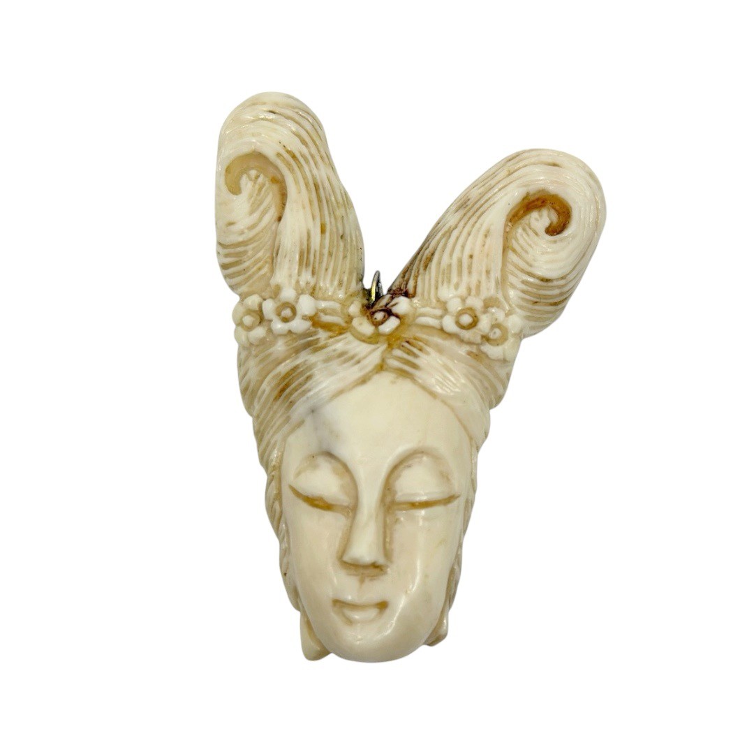 Vintage Chinese Angel Skin Coral Asian woman pendant - photo 2