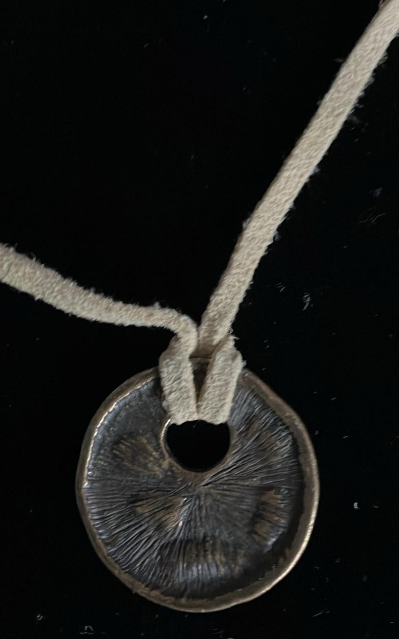 Necklace with Textured Bronze Tone Pendant - 14 Inches - photo 2
