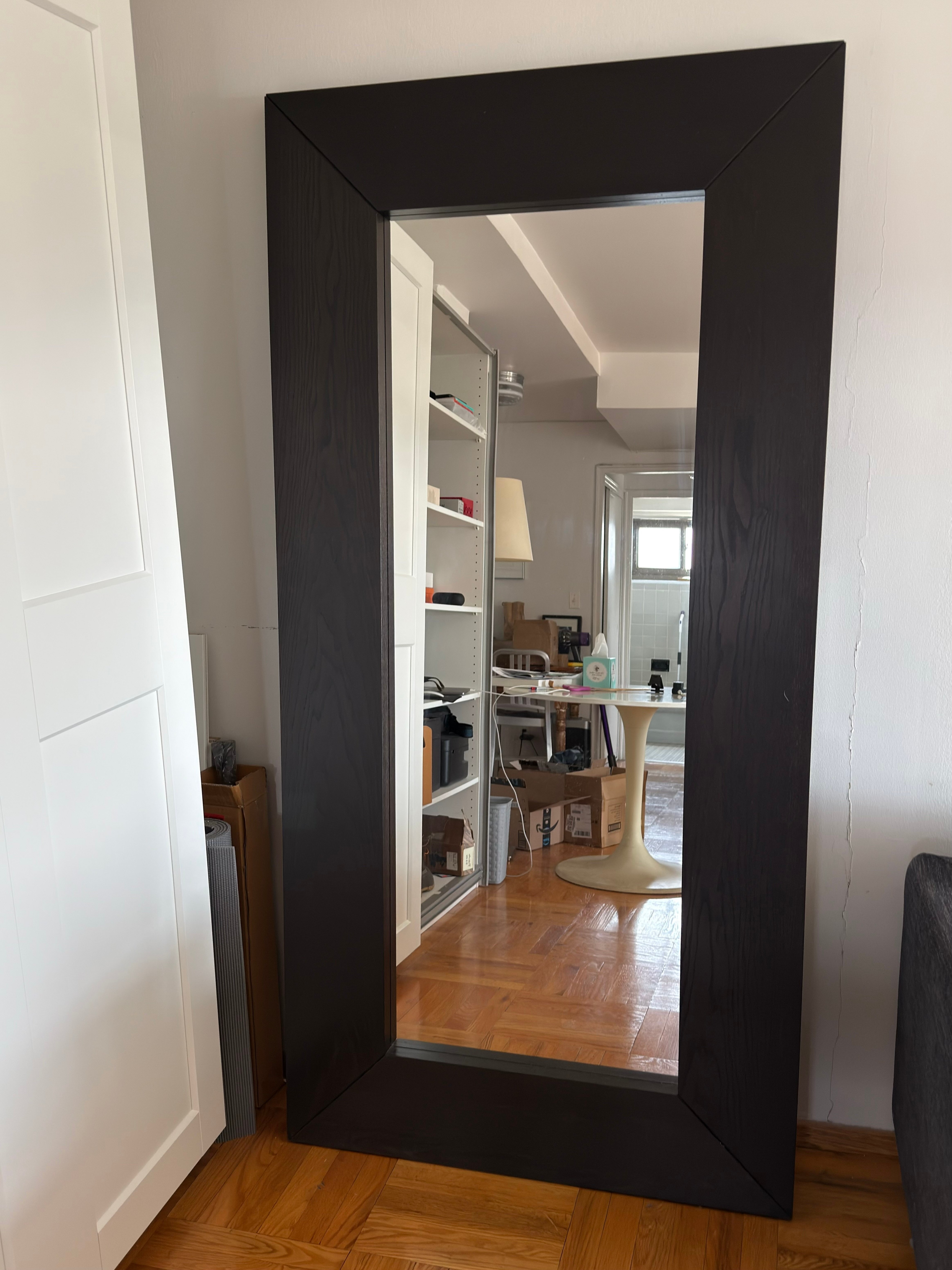 Ikea large dark wood framed wall mirror
