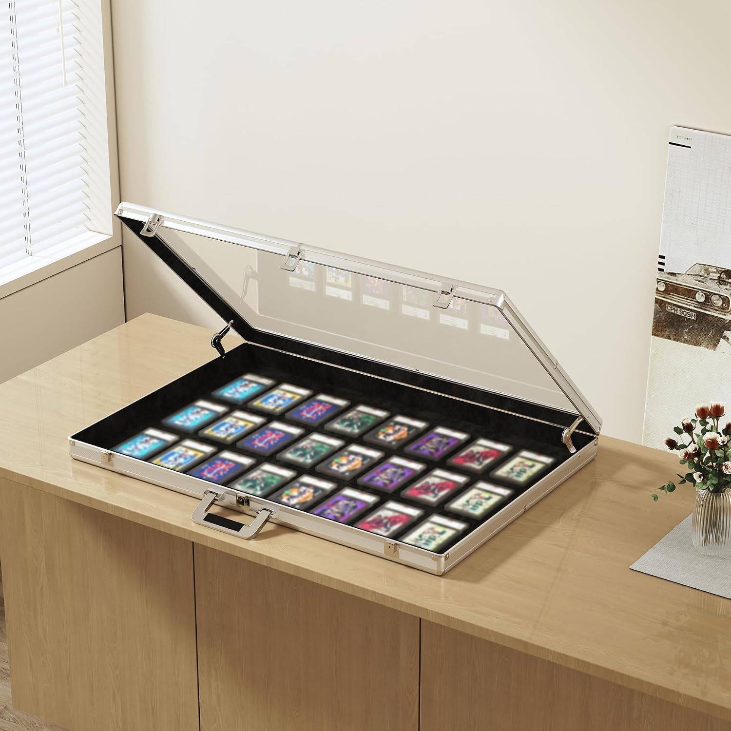 Aluminum Acrylic Display Case 33"x22" w Lock for Cards & Jewelry - photo 2