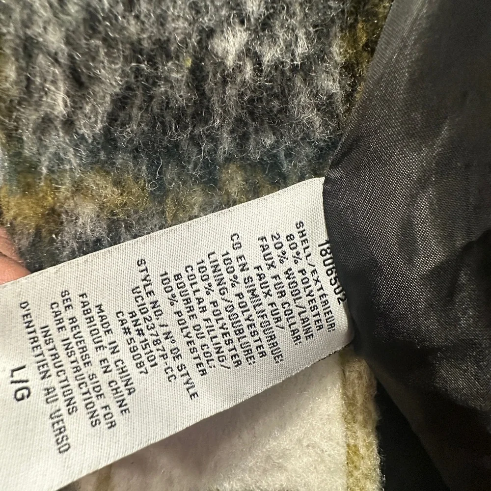 Plaid Sherpa-Lined Coat (with wool) - photo 2