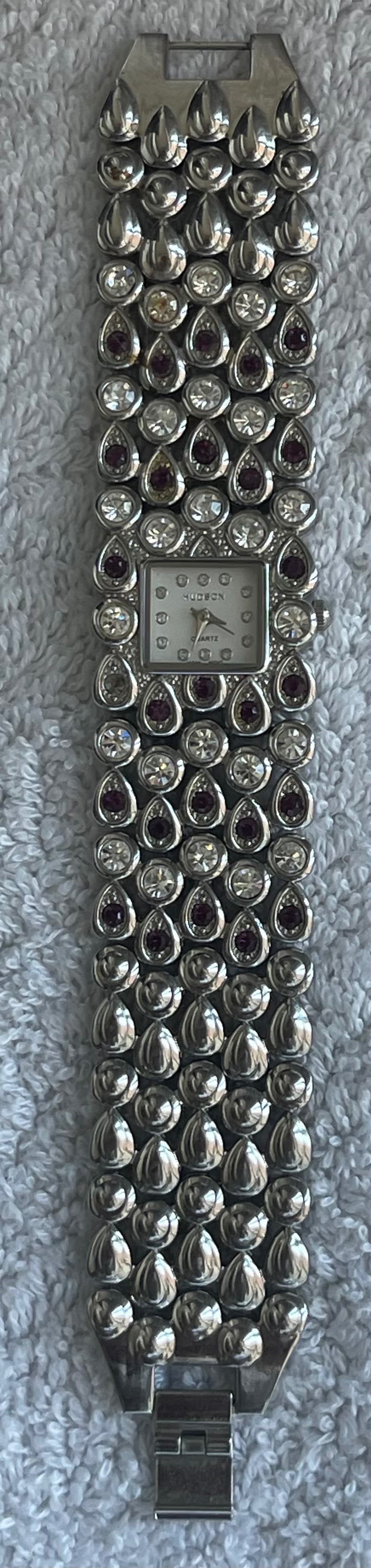 Vintage Hudson Purple Rhinestone Watch HW13-L43 (Needs Battery) - photo 4