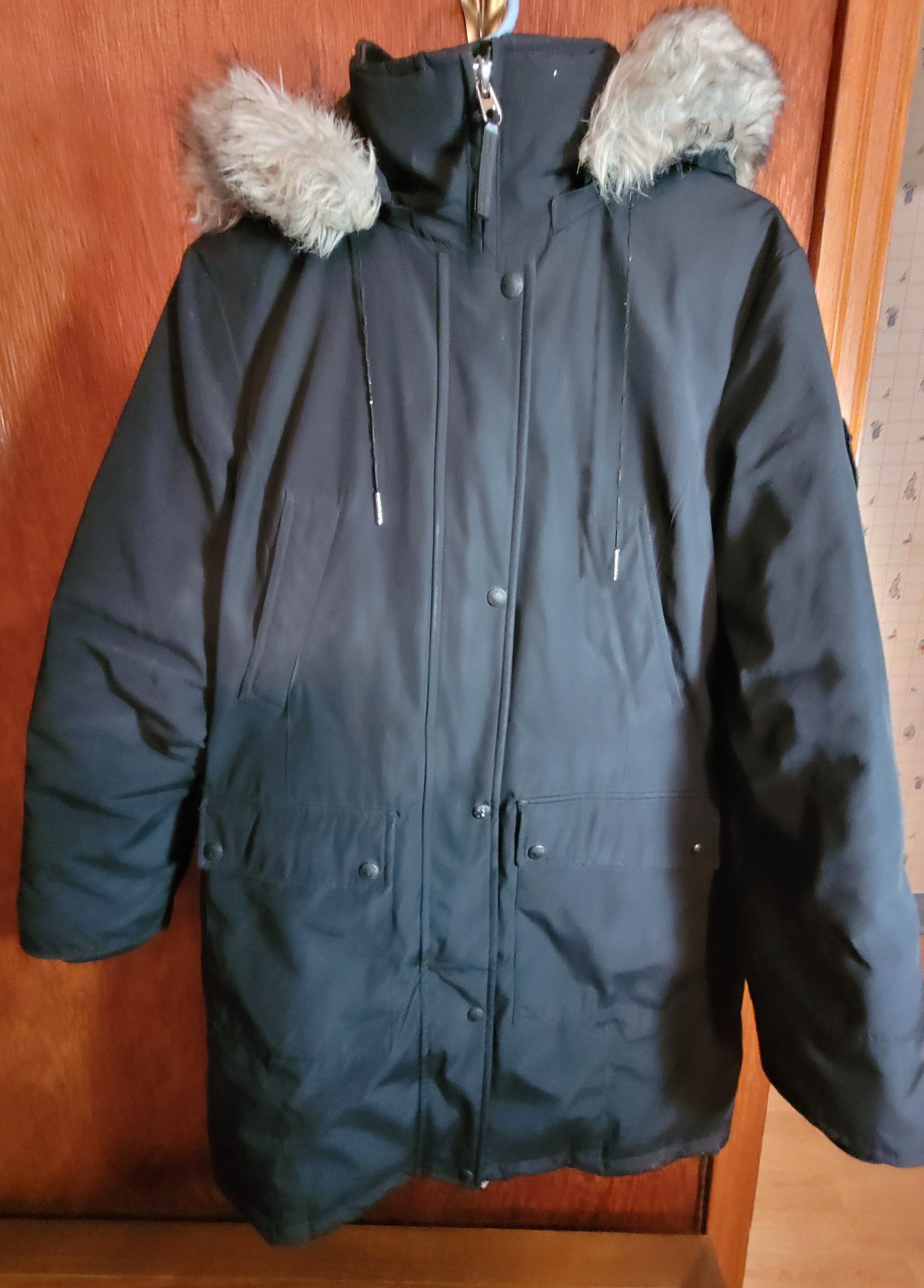 Calvin Klein Performance Down Faux Fur Hooded Parka Jacket Black - photo 3