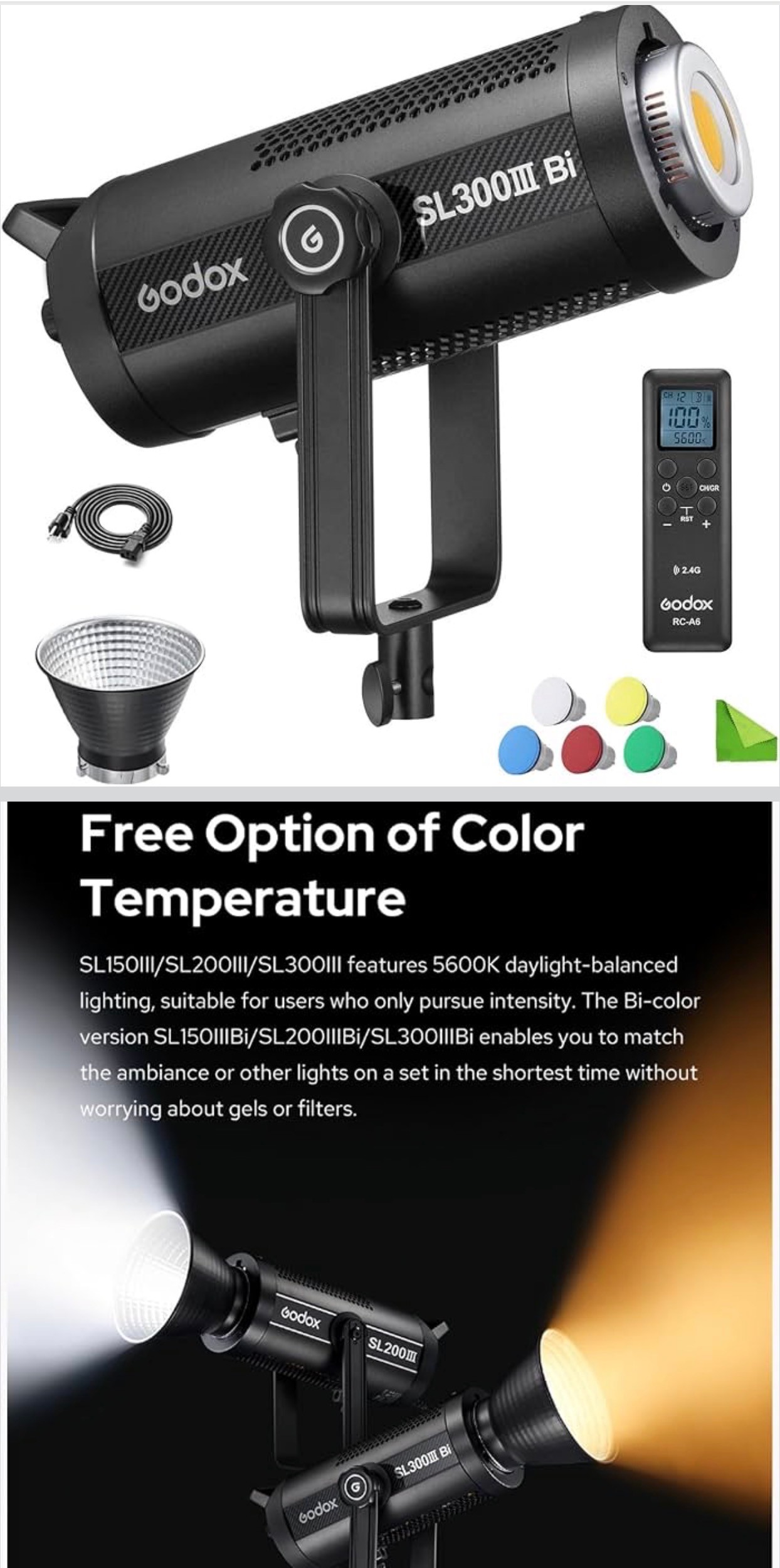 Godox SL300IIIBi 330W LED Video Light Studio Film CCT 2800-6500K - photo 2