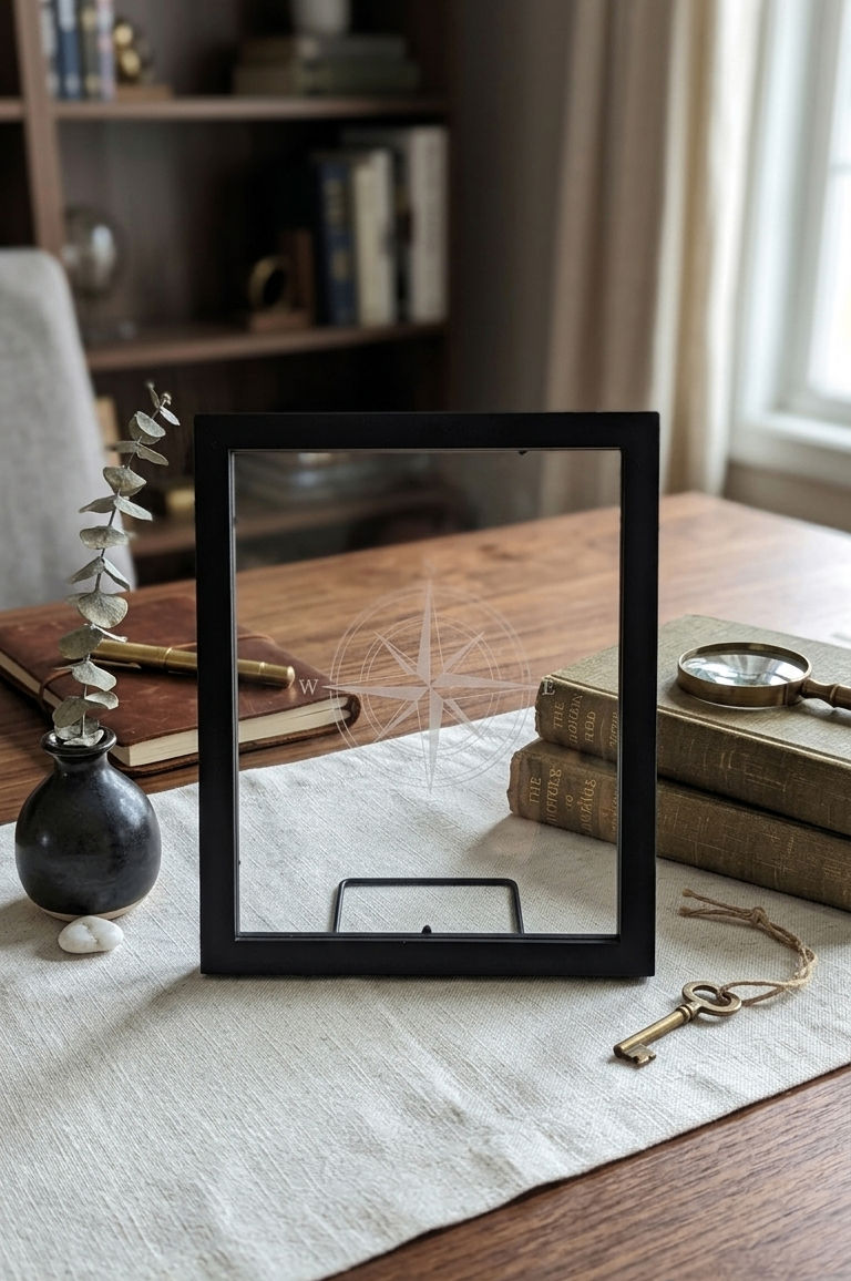 Black Shadow Box Frame with Nautical Map Art